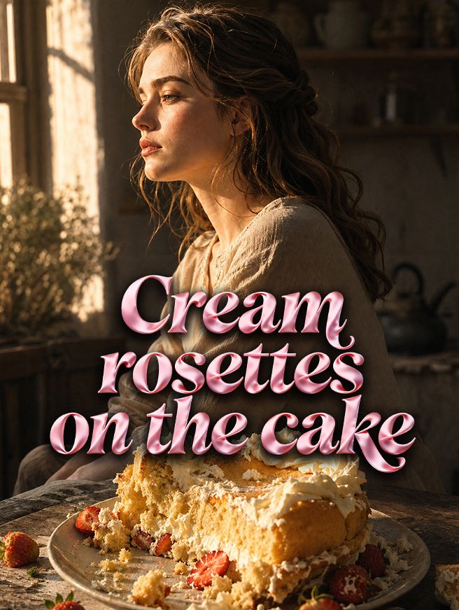 Cream rosettes on the cake poster