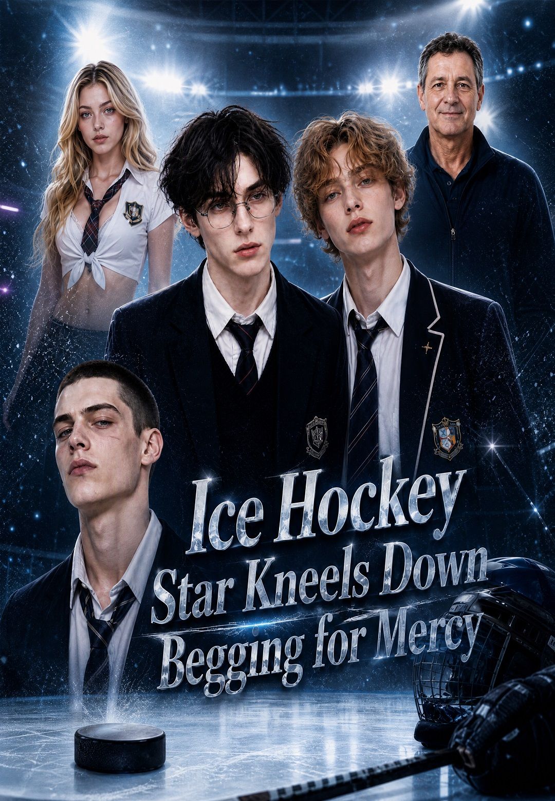 Ice Hockey Star Kneels Down Begging for Mercy poster